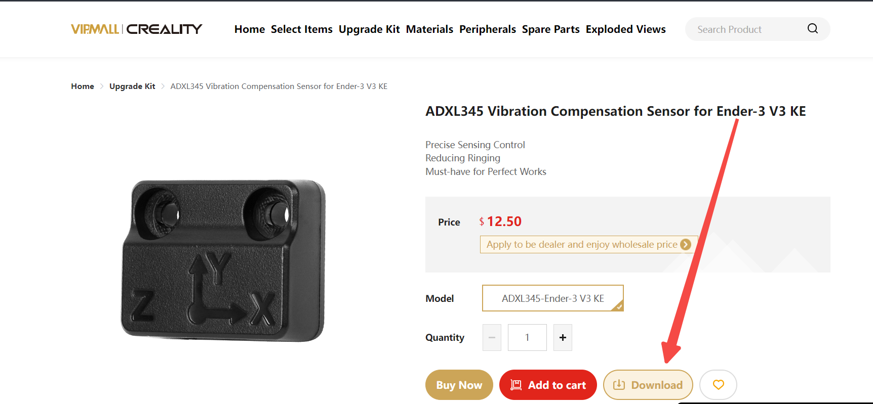 Ender-3 V3 KE Vibration Compensation Sensor (G-Sensor